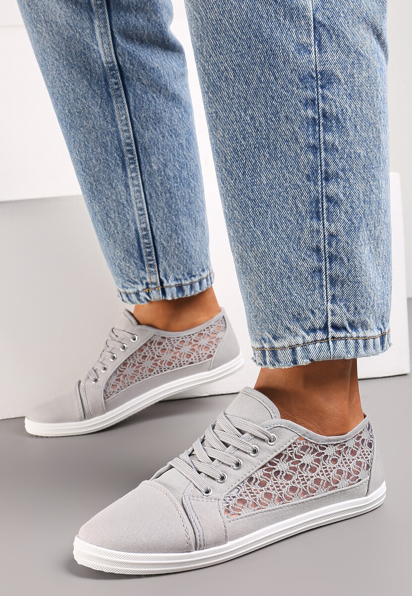 Szare Tenisówki z Ażurowymi Wstawkami Po Bokach Salessa