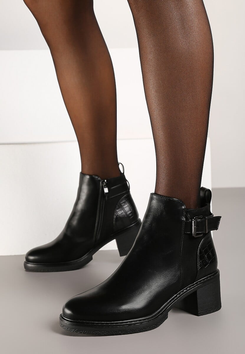 Czarne Botki na Słupku Bersa