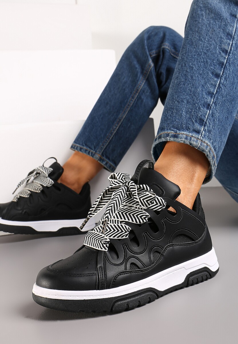 Beżowe Sneakersy z Szerokimi Sznurówkami Nolita