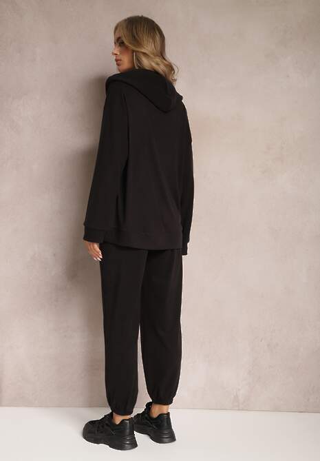 Czarny Komplet Dresowy z Bluzą i Spodniami Deparisa