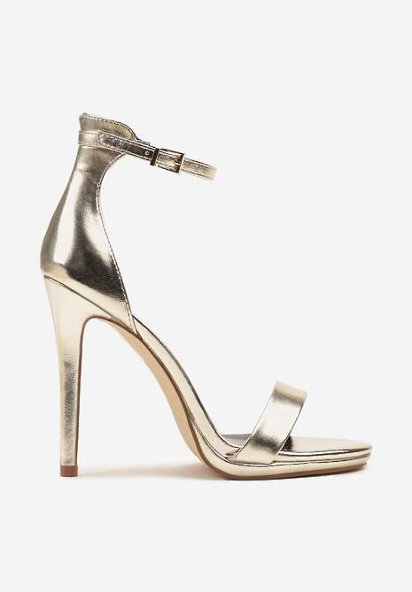 Złote Klasyczne Sandały na Szpilce Natifine