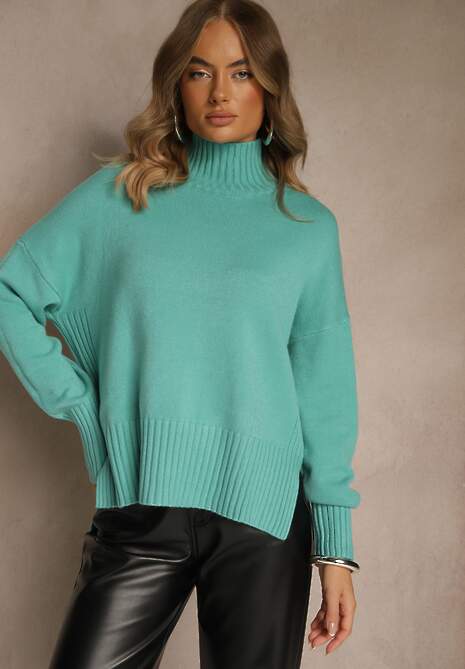 Jasnozielony Gładki Golf Casual Ralloria