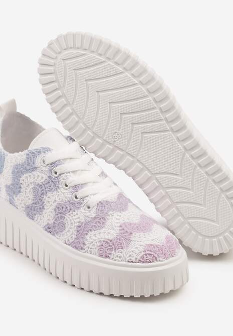 Biało-Niebieskie Ażurowe Sneakersy na Platformie Ellisara