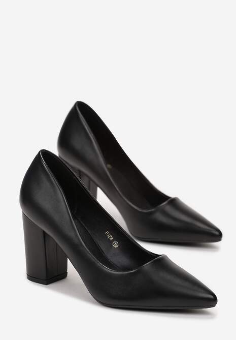 Czarne Czółenka z Noskiem w Szpic na Klasycznym Słupku Shafirrte