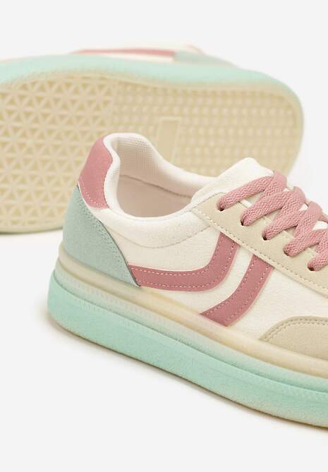 Jasnożółte Sneakersy Typu Kultowe Tenisówki na Niskiej Platformie Olritia