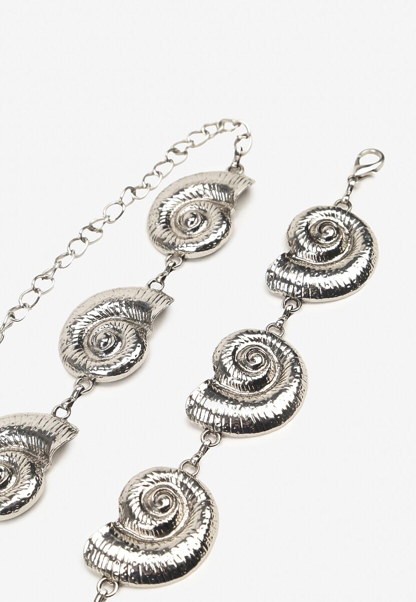 Srebrny Pasek w Stylu Biżuteryjnym z Aplikacjami Muszelkami Navetta