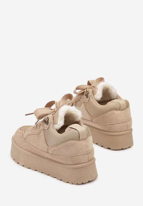 Ciemnobeżowe Sneakersy Śniegowce na Platformie Velavine