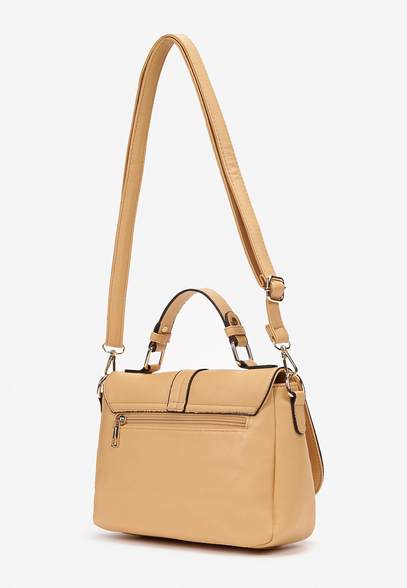 Żółta Torebka Listonoszka z Rączką i Paskiem z Imitacji Skóry Aleksandre