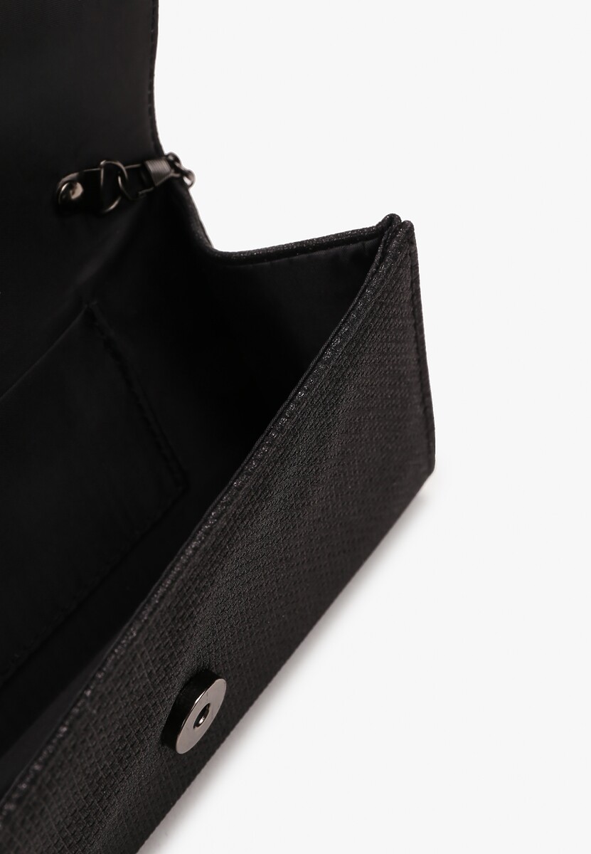 Czarna Brokatowa Torebka Kopertówka na Ramię Brocetta