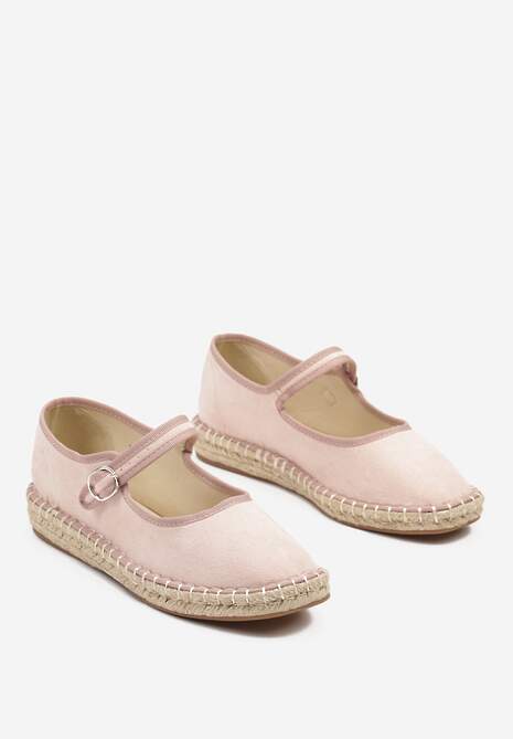 Różowe Espadryle z Ekozamszu Zapinane na Pasek z Klamerką Deolisse