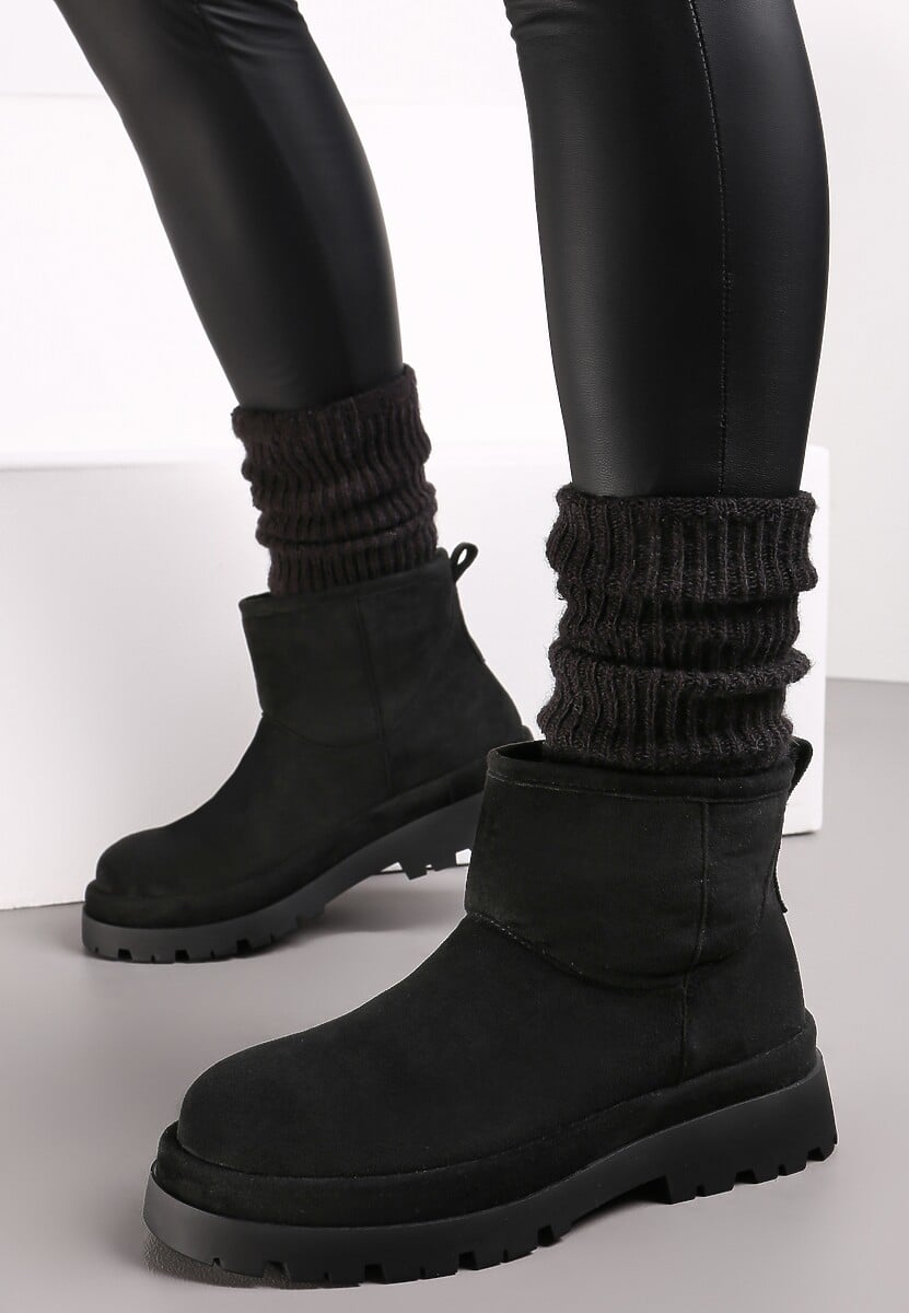 Czarne Botki Śniegowce na Platformie Nigvale