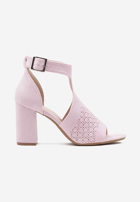 Różowe Sandały Botki ze Sprzączką na Słupku Ciarilora