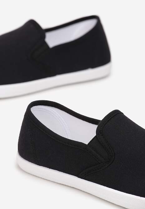 Czarne Materiałowe Tenisówki na Elastycznej Podeszwie Aishani