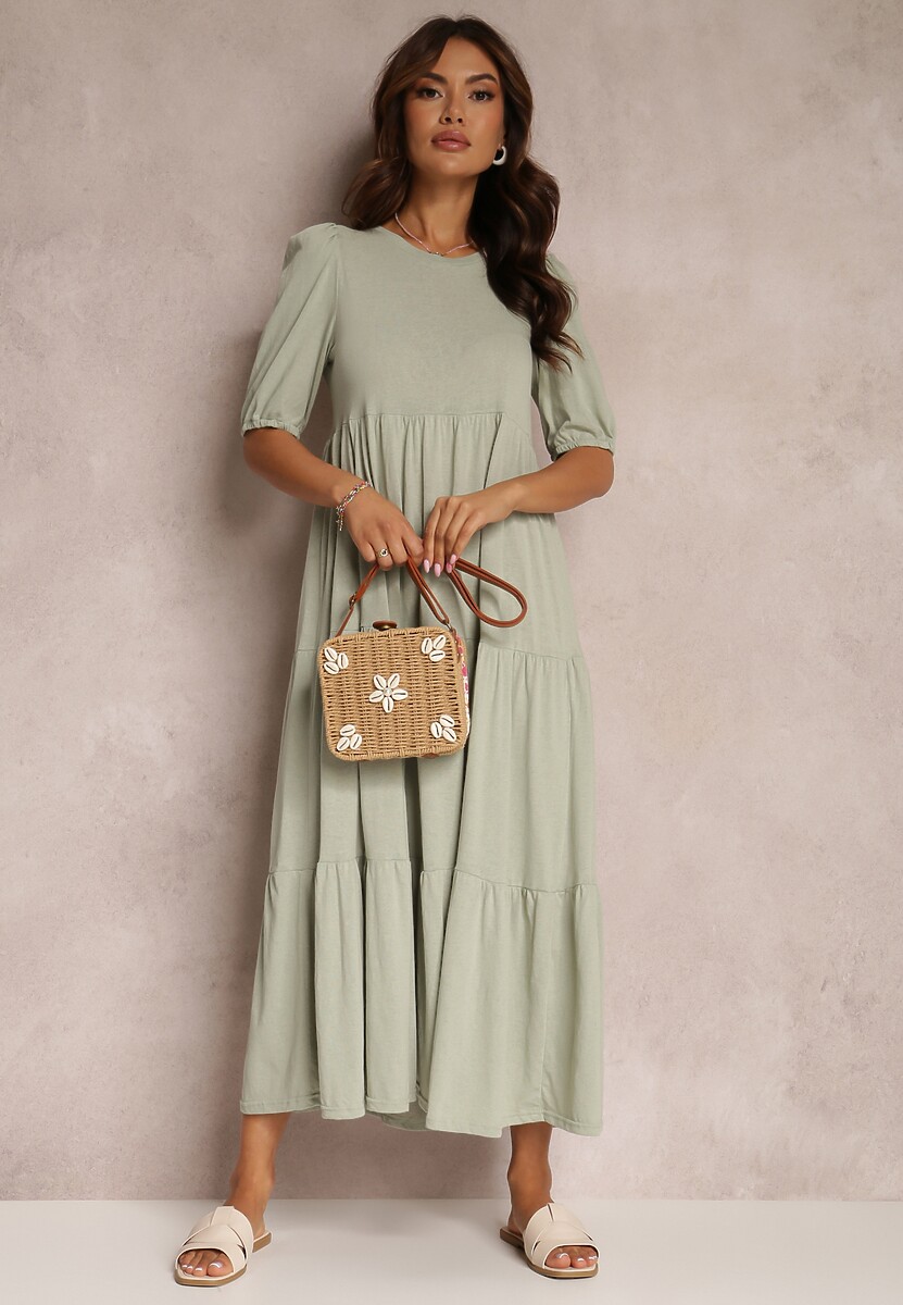 Miętowa Sukienka Bawełniana Hagelin