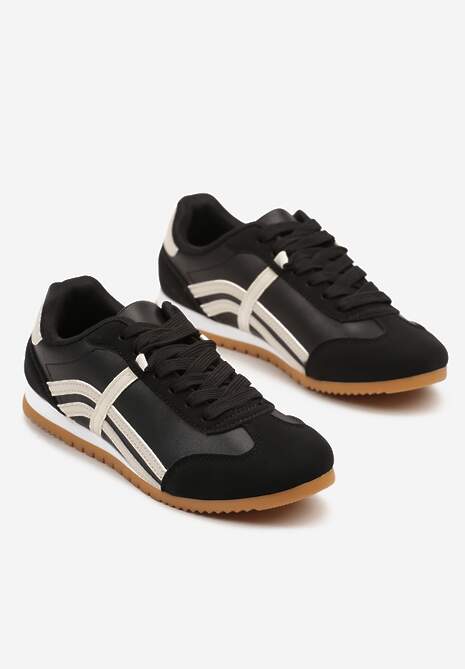Czarne Sneakersy Typu Klasyczne Tenisówki Zdobione Przeszyciami Zardiva