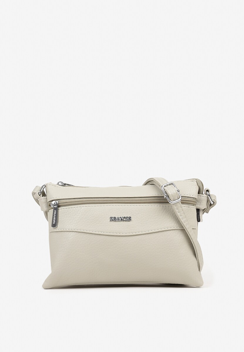 Jasnoszara Torebka Typu Listonoszka o Prostokątnym Fasonie Izinia