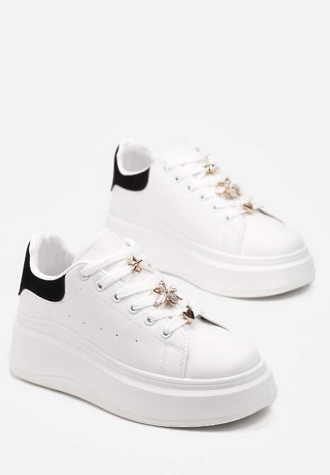 Biało-Czarne Sneakersy na Grubej Podeszwie Celessi