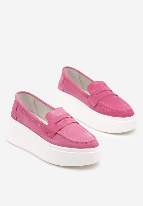 Fuksjowe Mokasyny ze Skóry Naturalnej na Platformie Eleanine