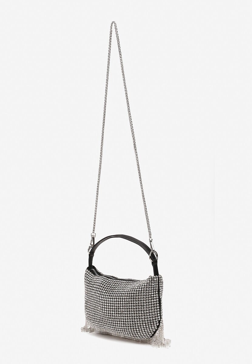 Srebrna Torebka z Łańcuszkiem Ozdobiona Cyrkoniami i Frędzlami Oklesta