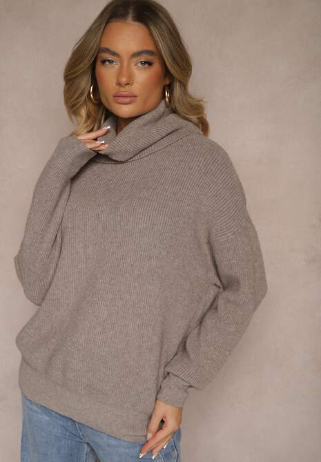 Ciemnobrązowy Golf z Domieszką Wiskozy i Kaszmiru Azivara