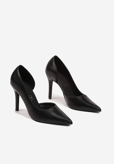 Czarne Klasyczne Szpilki Vices z Wkładką z Naturalnej Skóry Norelis