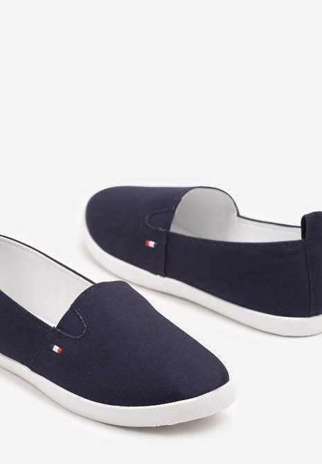 Granatowe Tenisówki Vices Basic z Materiałowymi Gumkami Aretela