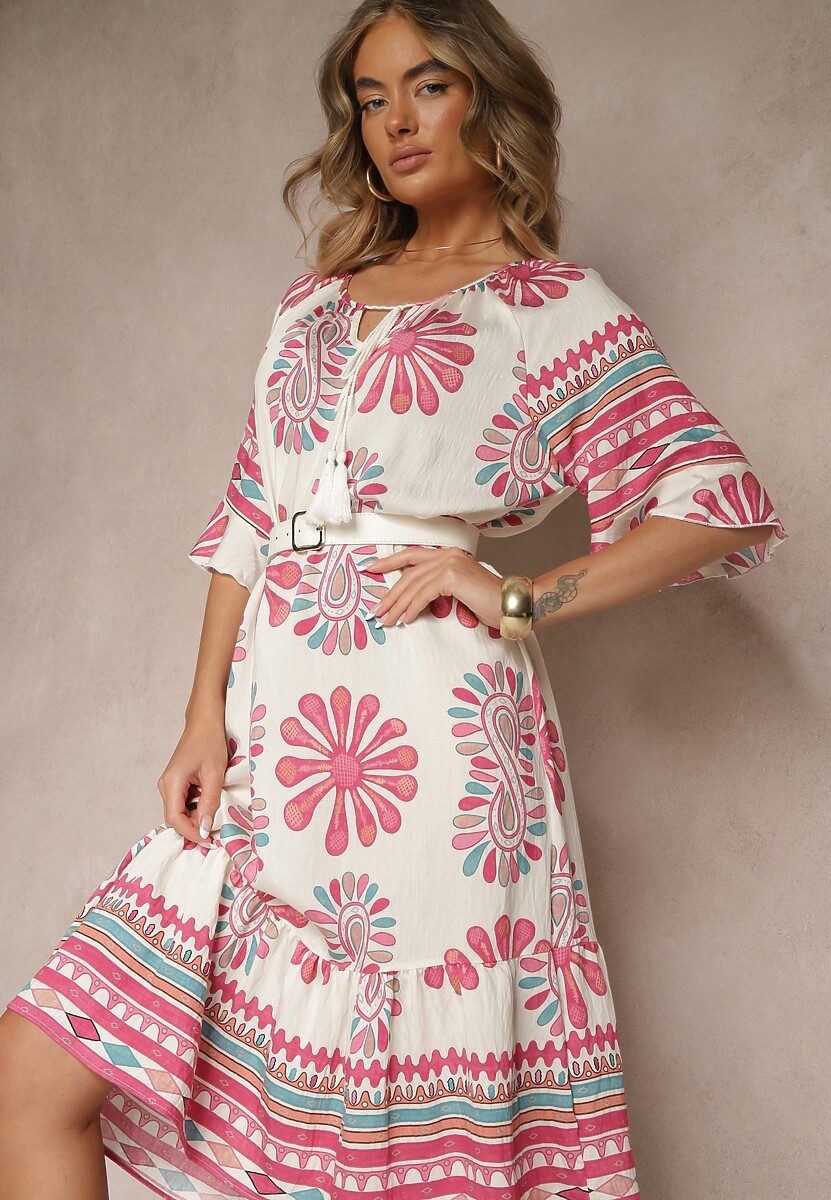 Czarna Pudełkowa Sukienka z Wiskozy w Abstrakcyjny Wzór Revirelle