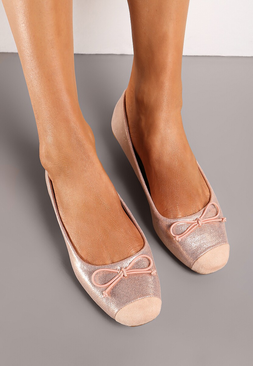 Złote Balerinki z Subtelną Kokardką Blosorina