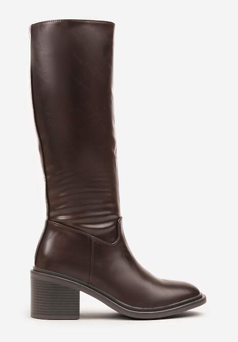 Ciemnobrązowe Kozaki Oficerki Vices na Słupku Giorima