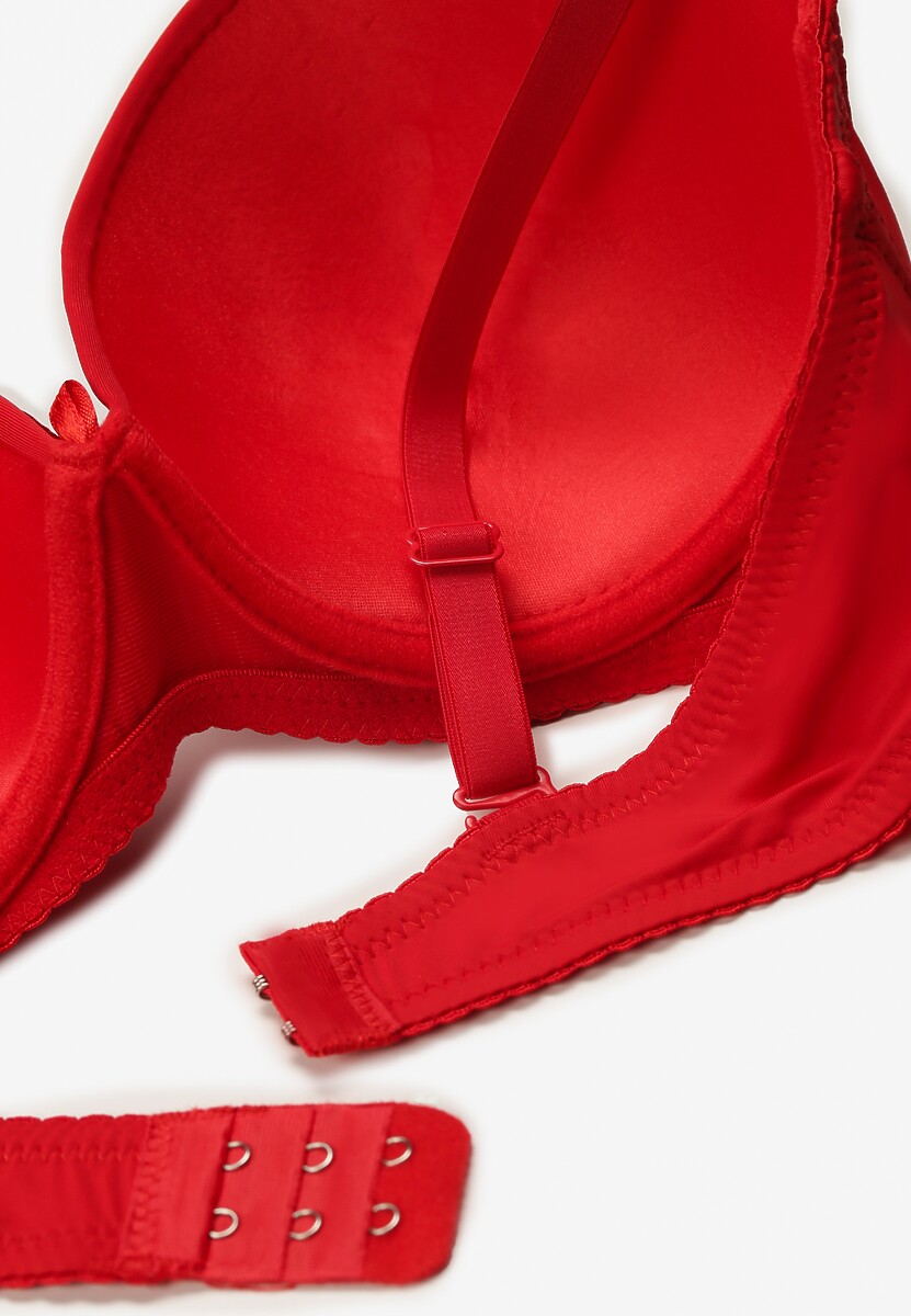 Czerwony Biustonosz o Klasycznym Kroju Full Cup z Małą Kokardką Noobelia