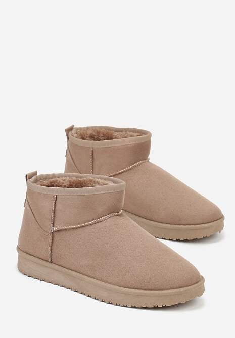 Ciemnobeżowe Śniegowce z Niską Cholewką Retira