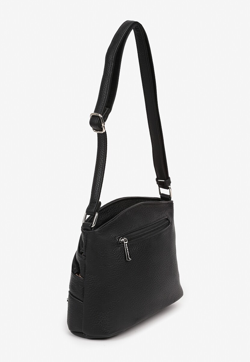 Czarna Torebka Ozdobiona Suwakami i Napisami Tanovira