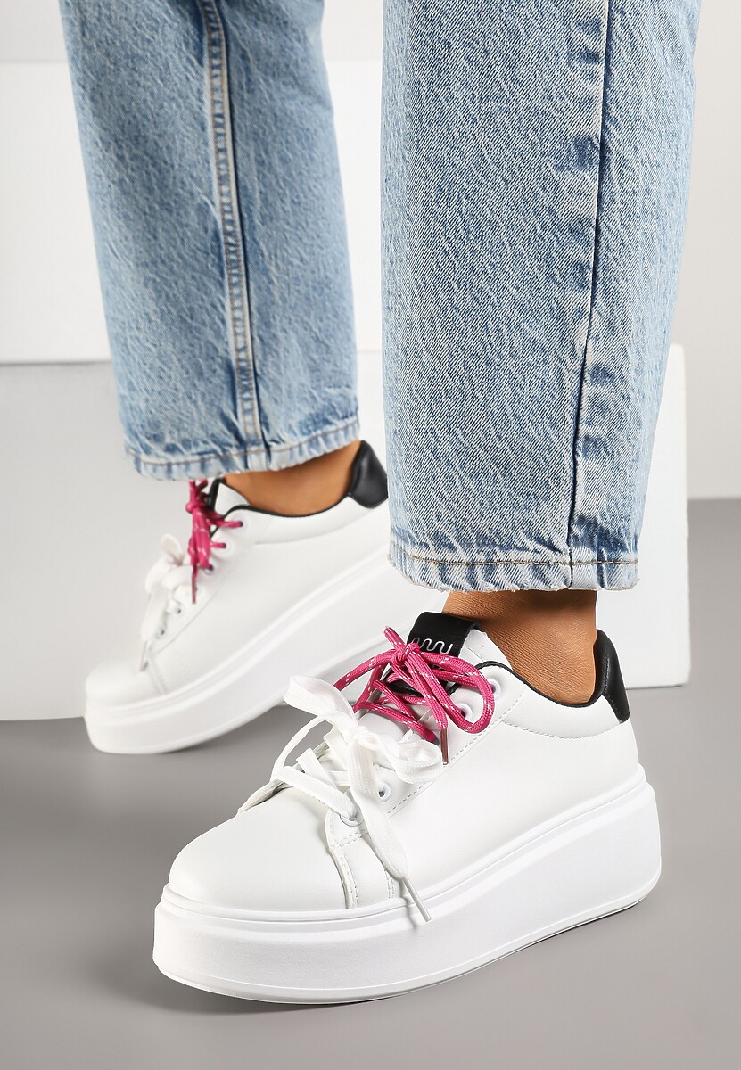 Biało-Czarne Sneakersy z Podwójnym Sznurowaniem Zdivoria