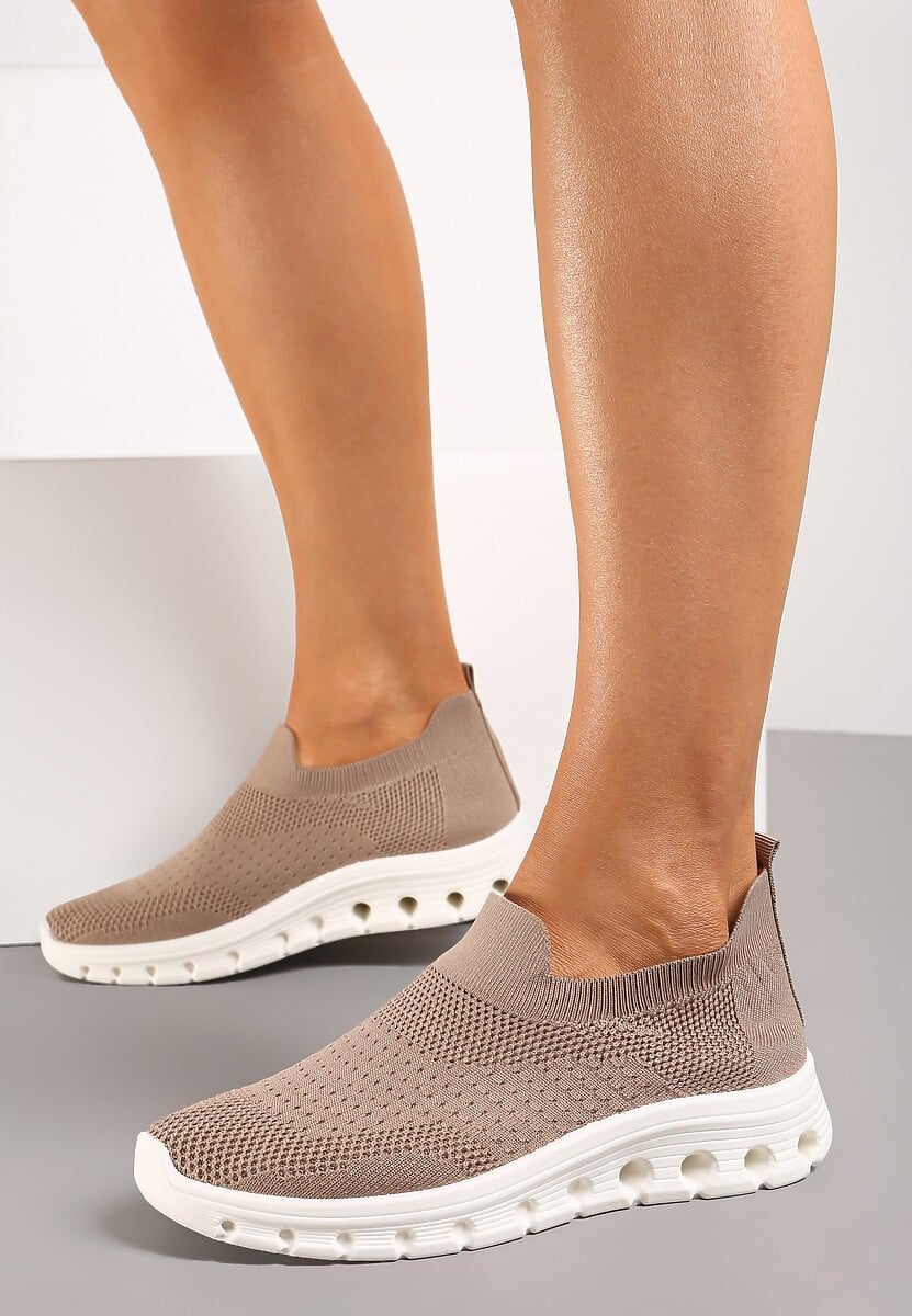 Granatowe Wsuwane Buty Sportowe z Elastyczną Cholewką do Kostki Asigruna