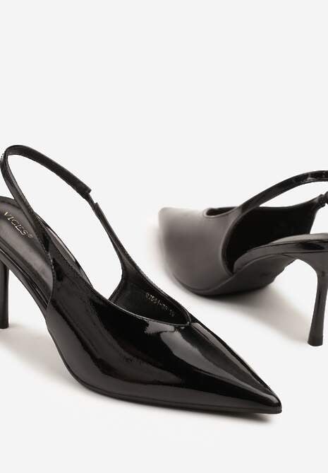 Czarne Czółenka Sandały Slingback Vices na Obcasie Typu Szpilka Tilionea