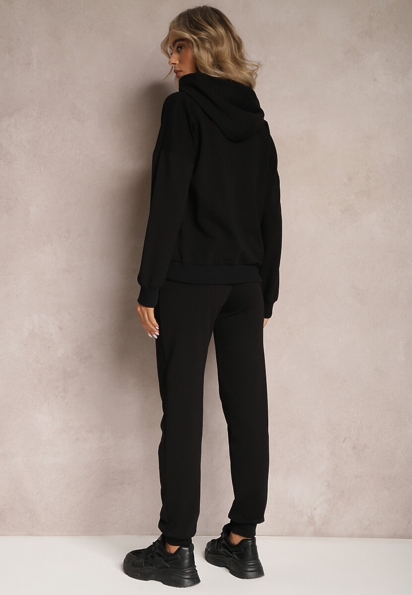 Czarny Komplet Dresowy z Bawełny Epique