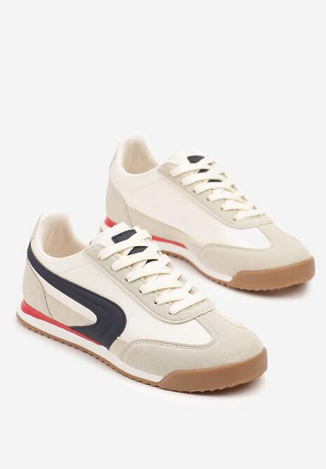 Beżowo-Szare Basicowe Sneakersy Ellimira