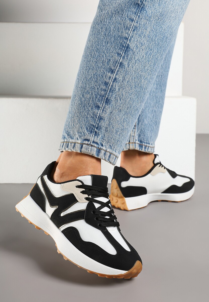 Czarne Sneakersy Ozdobione Geometrycznym Motywem Zdivena