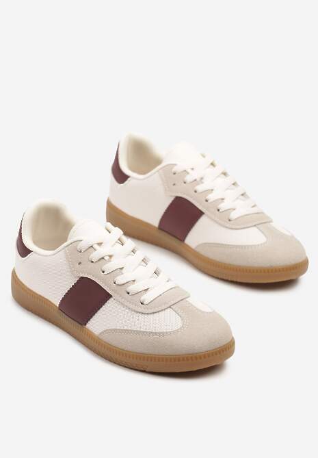 Beżowo-Bordowe Sneakersy Tenisówki w Kultowym Stylu Neolithaen