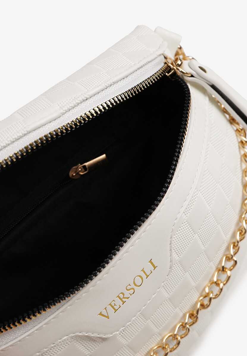 Biała Tłoczona Nerka z Łańcuszkiem i Dodatkowym Szerokim Paskiem Alisvara