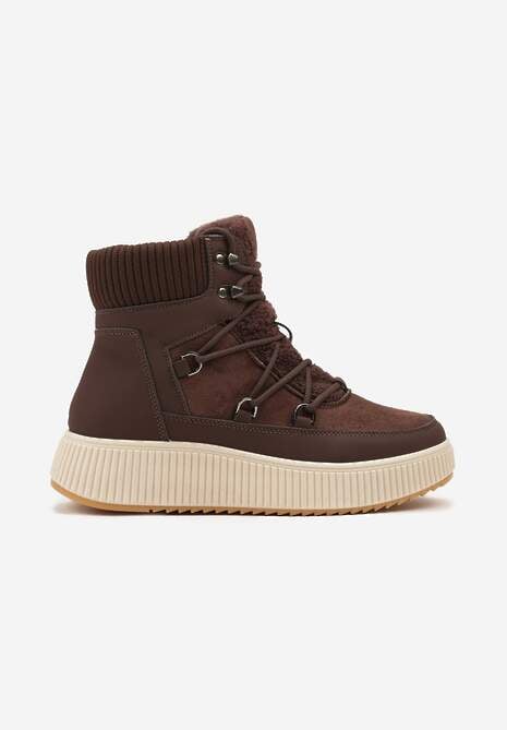 Brązowe Śniegowce Trapery Vices na Platformie z Tłoczeniem Gelarda