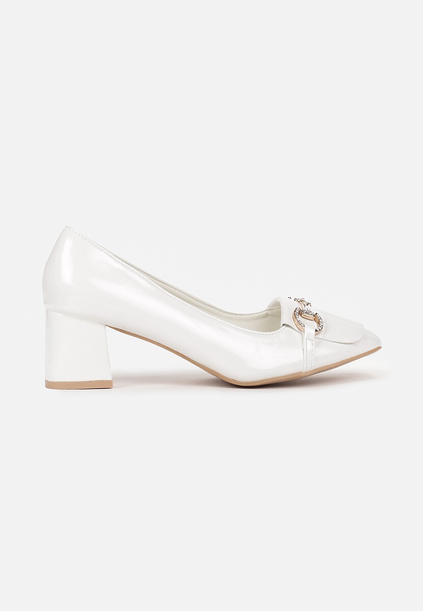 Białe Czółenka z Klamerką w Cyrkonie na Słupku Viokha