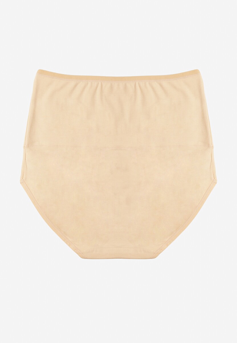 Beżowe Modelujące Majtki z Bawełny High Waist Nilionea