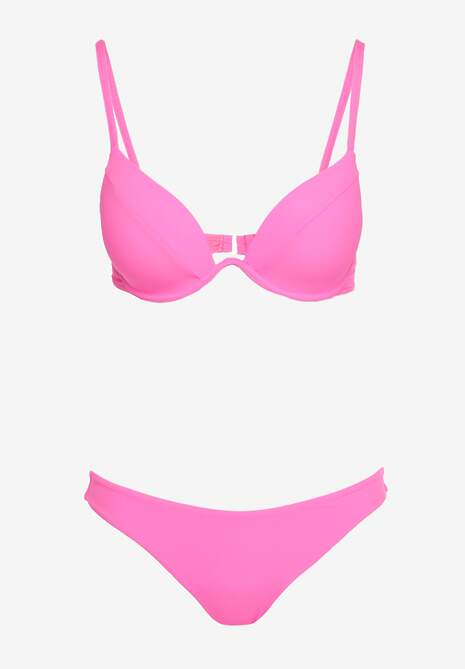 Fuksjowe Bikini Usztywniany Biustonosz z Zapięciem z Tyłu i Majtkami Figami Ermarie