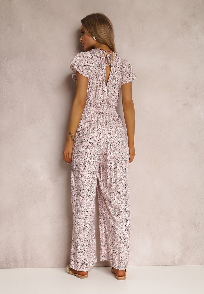 Różowo-Biały Kombinezon z Wiskozy Nesiasa