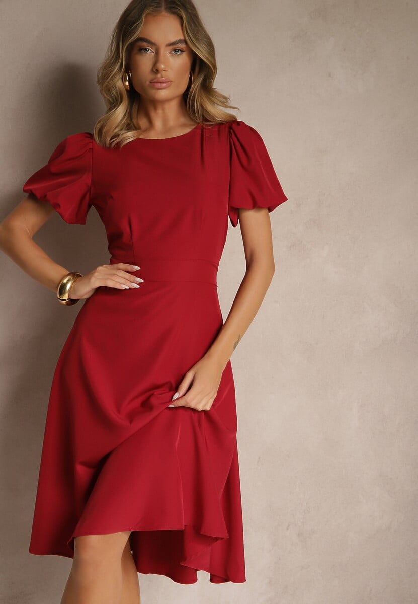 Czarna Rozkloszowana Sukienka Vices Ozdobiona Odpinanym Kwiatem 3D Koleira