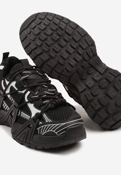 Czarne Sneakersy z Designerskim Sznurowaniem Nuritha