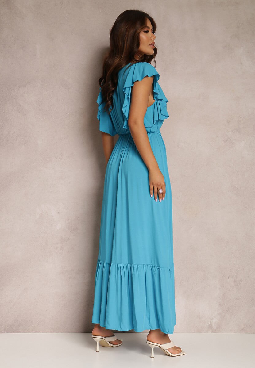 Niebieska Sukienka z Wiskozy Ganogeus