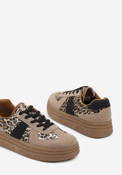 Panterkowe Sneakersy w Stylu Tenisówek na Platformie Gilritisa