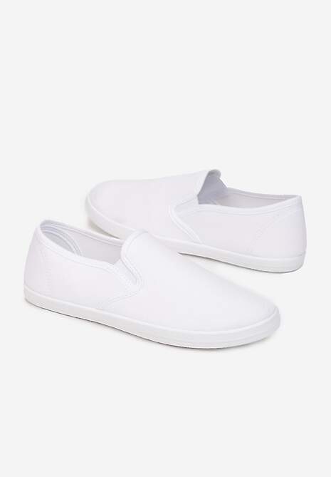 Białe Materiałowe Tenisówki na Elastycznej Podeszwie Aishani